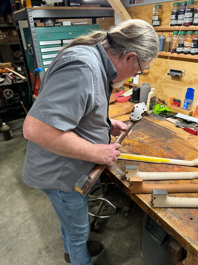Barry Waldrep at Shelby Banjo Company